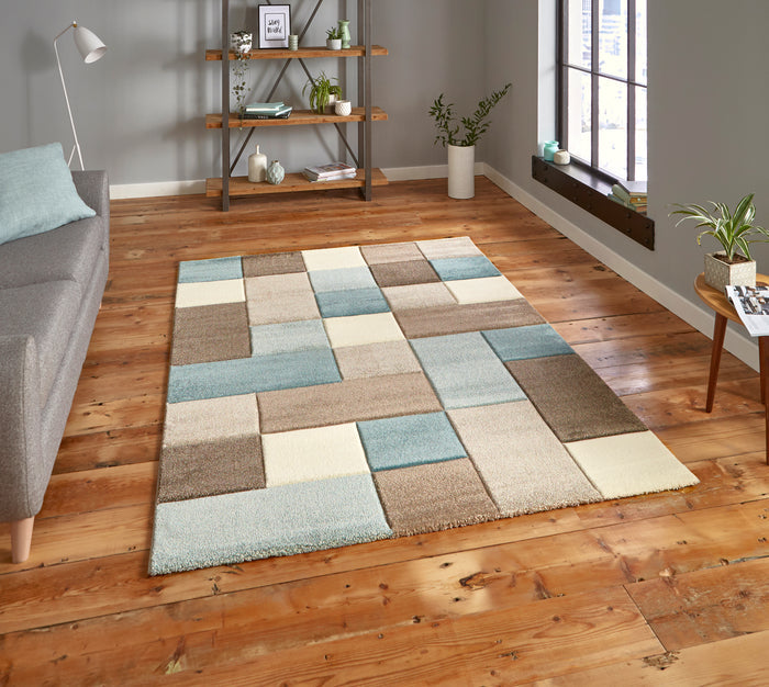 Brooklyn 646 Teal Blue Modern Rugs