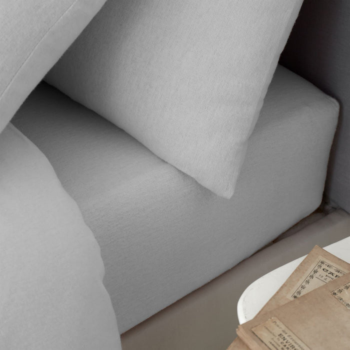 Brushed Cotton Grey Fitted Sheet