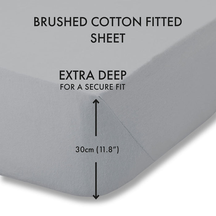 Brushed Cotton Grey Fitted Sheet