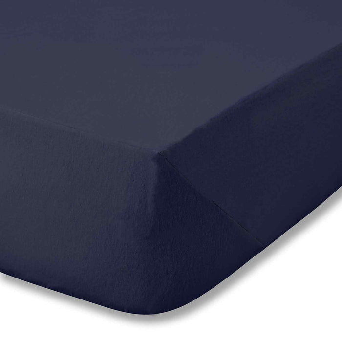 Brushed Cotton Navy Blue Fitted Sheet