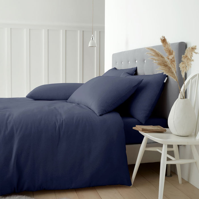 Brushed Cotton Navy Blue Fitted Sheet