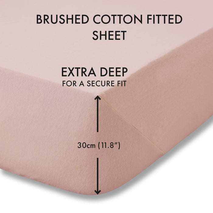 Brushed Cotton Pink Fitted Sheet