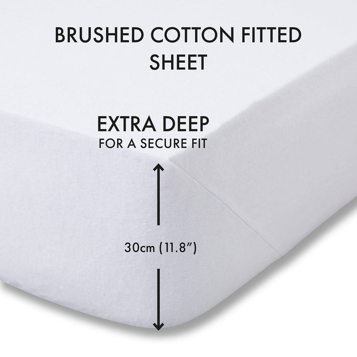 Brushed Cotton White Fitted Sheets