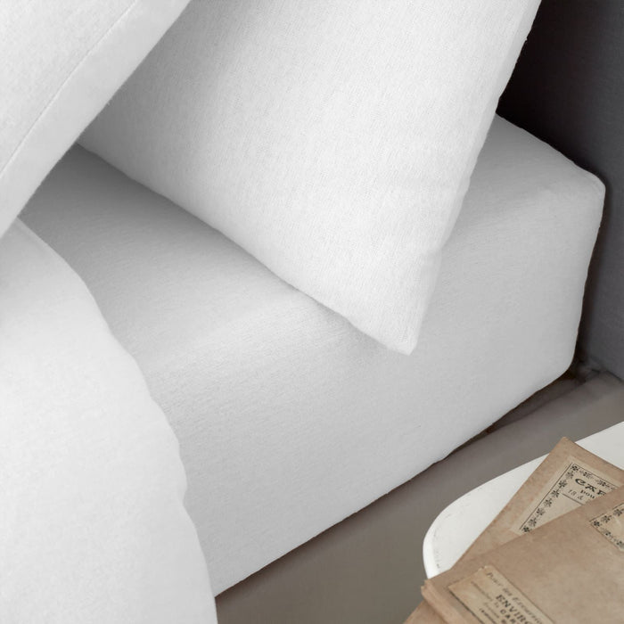 Brushed Cotton White Fitted Sheets