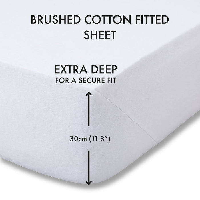 Brushed Cotton White Fitted Sheets