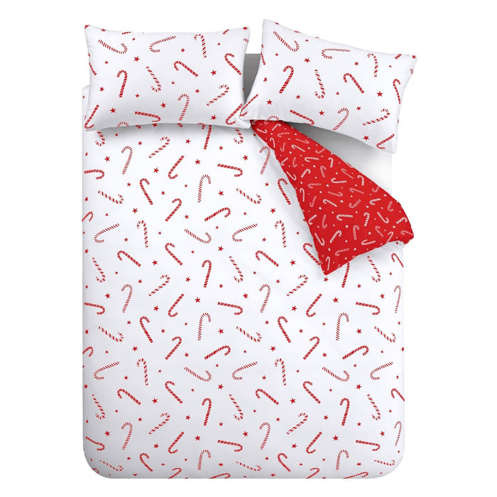 Christmas Candy Cane White Duvet Set