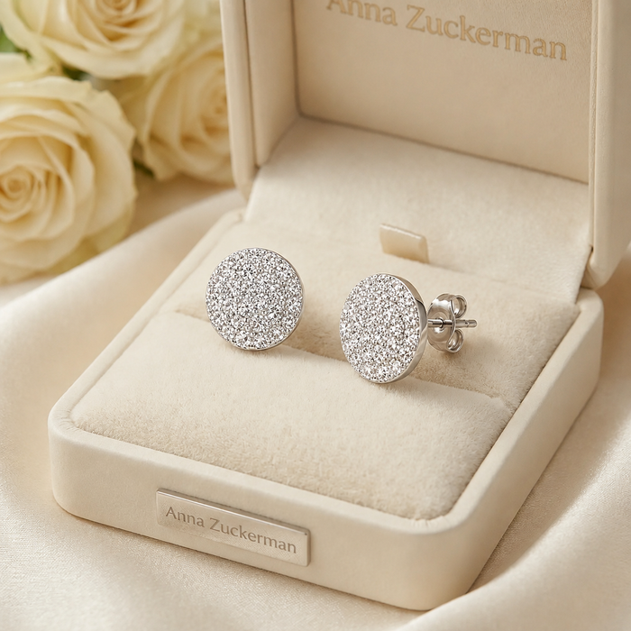 Classic Round Pavé Studs by AZ Essentials
