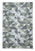 Coral H1057 Green/Grey Modern Washable Rug