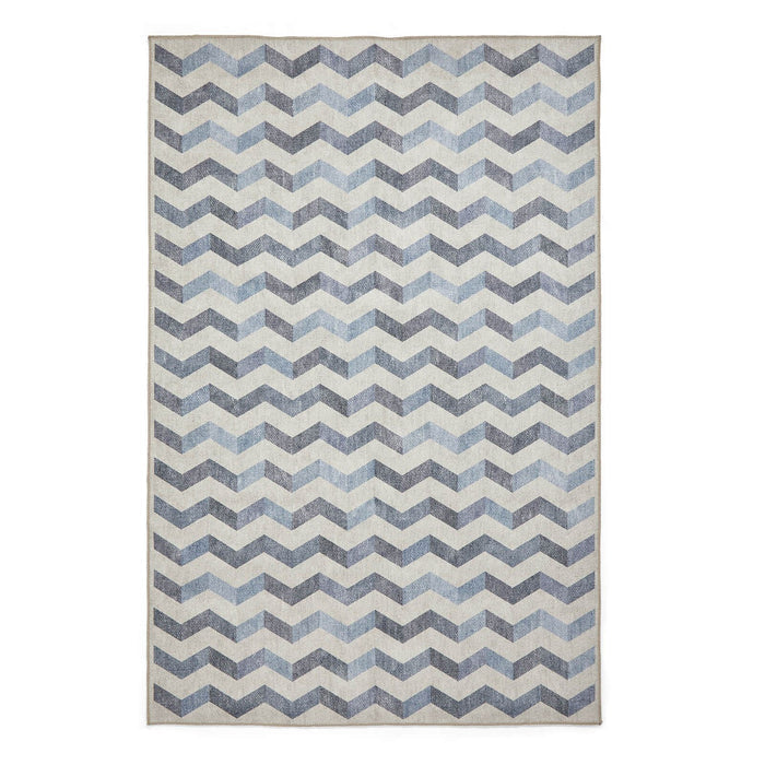 Coral H1059 Blue  Modern Washable Rug