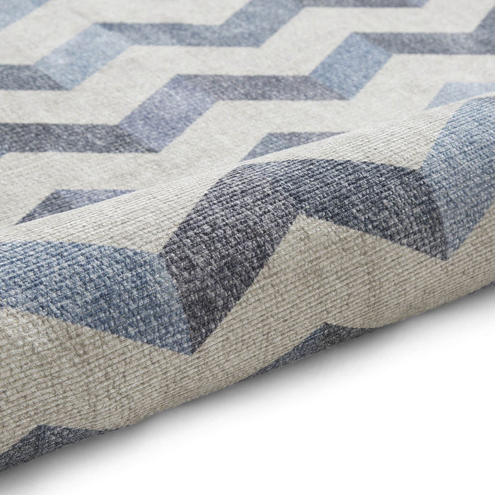 Coral H1059 Blue  Modern Washable Rug