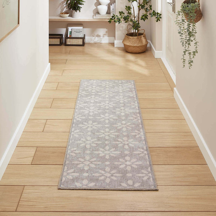 Coral H1062 Light Grey Modern Washable Rug