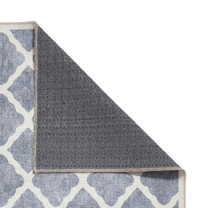 Coral H1063 Blue Modern Washable Rug