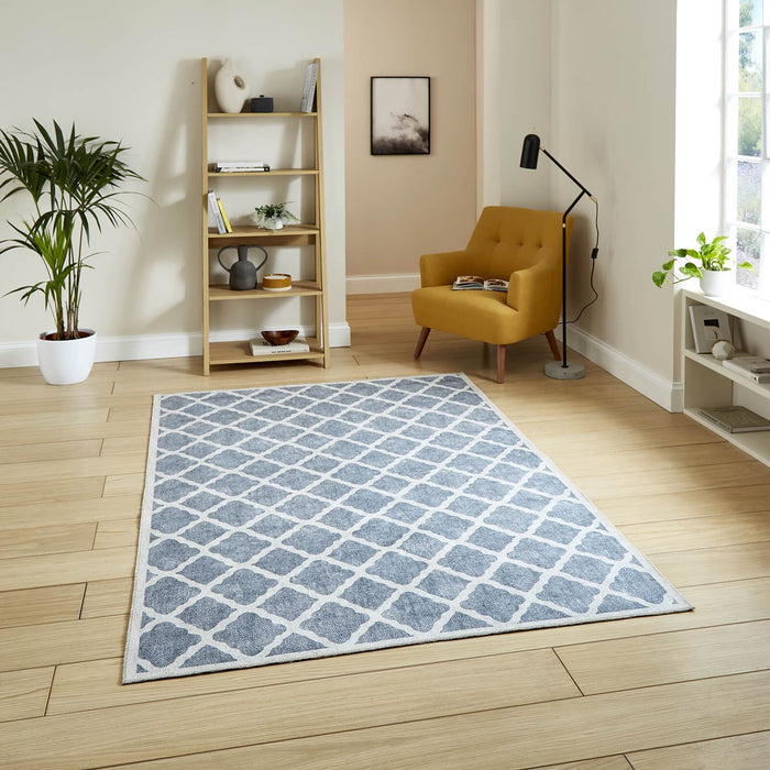 Coral H1063 Grey Modern Washable Rug