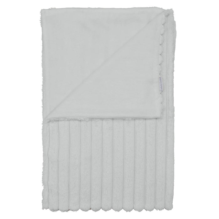 Cosy Ribbed Faux Fur Soft Blanket Throw Grey