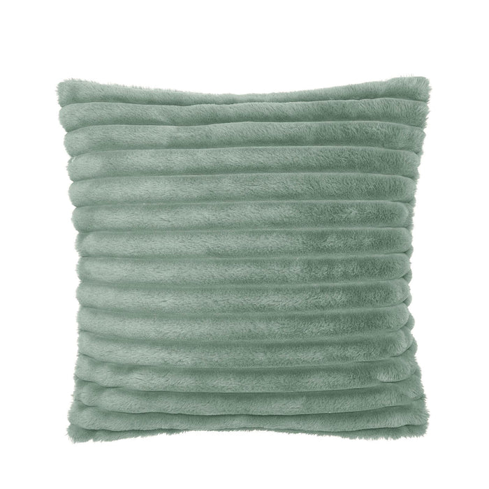 Cosy Ribbed Faux Fur Soft Touch Cushion Green