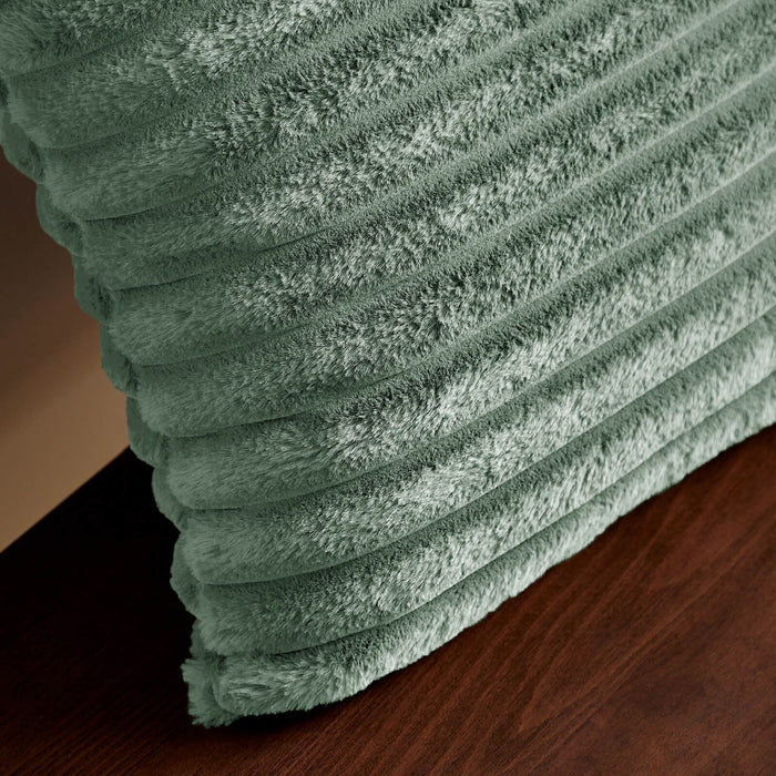 Cosy Ribbed Faux Fur Soft Touch Cushion Green