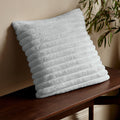 Cosy Ribbed Faux Fur Soft Touch Cushion Grey