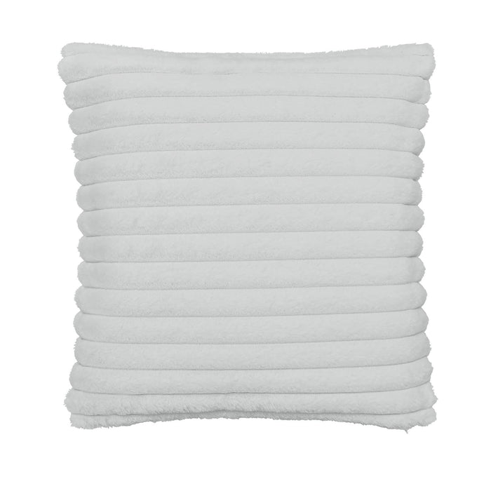Cosy Ribbed Faux Fur Soft Touch Cushion Grey