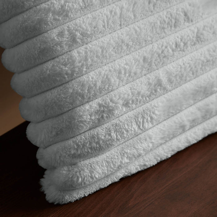 Cosy Ribbed Faux Fur Soft Touch Cushion Grey