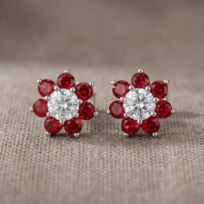 Daisy Studs by AZ Essentials in Ruby