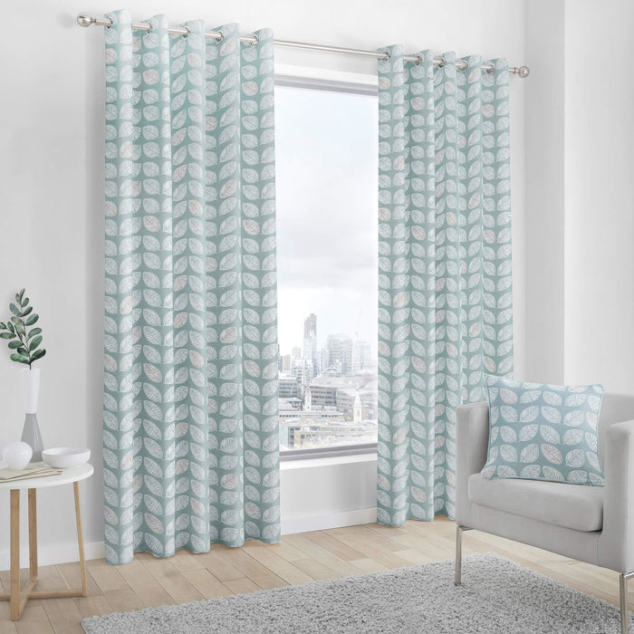 Delft Cotton Duck Egg Eyelet Curtains