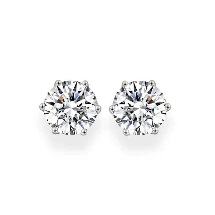 Diamond Crystalline 6 Prong Studs 6 Carat