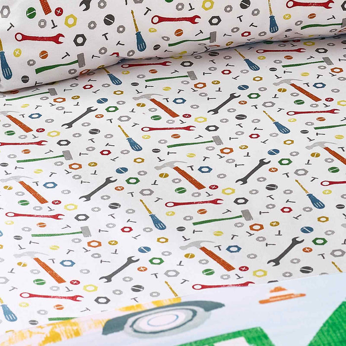 Digger Dreams Blue Fitted Sheet