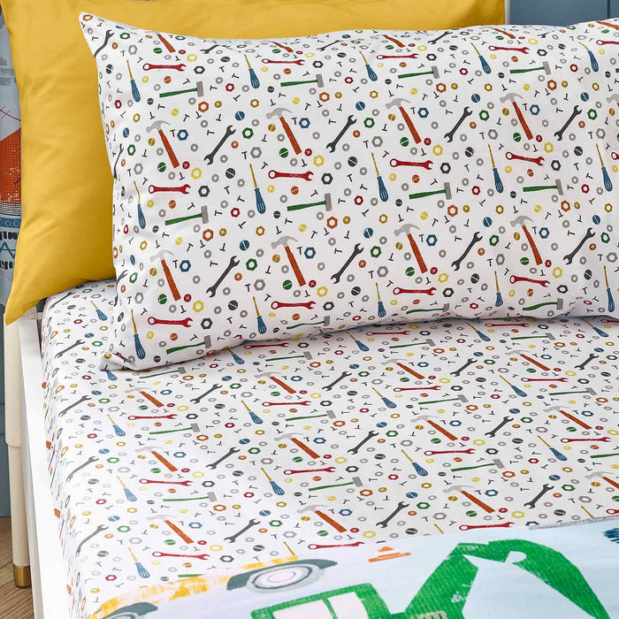 Digger Dreams Blue Fitted Sheet