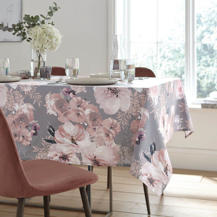 Dramatic Floral Grey Table Cloth
