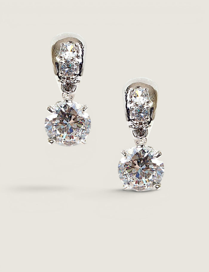 EARRING TAPERED PAVE TOP W/CZ STN BOT - EF436/CZ - Fantasia by DeSerio