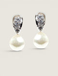 EARRING TAPERED PAVE TOP W/CZ STN BOT - EF436P/PRL/CZ - Fantasia by DeSerio