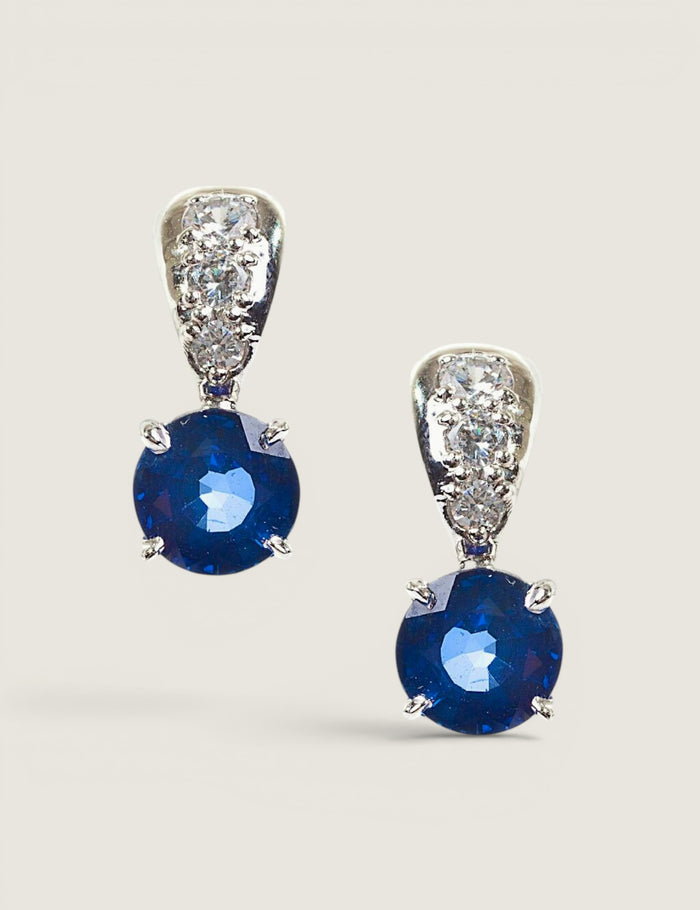 EARRING TAPERED PAVE TOP W/CZ STN BOT - EF436/SAP/CZ - Fantasia by DeSerio