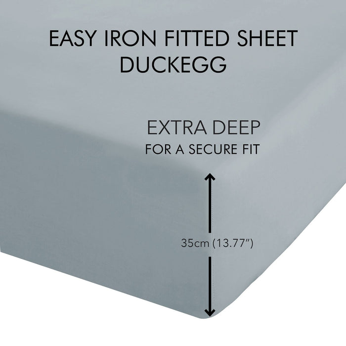 Easy Iron Percale Duck Egg Blue Fitted Sheet