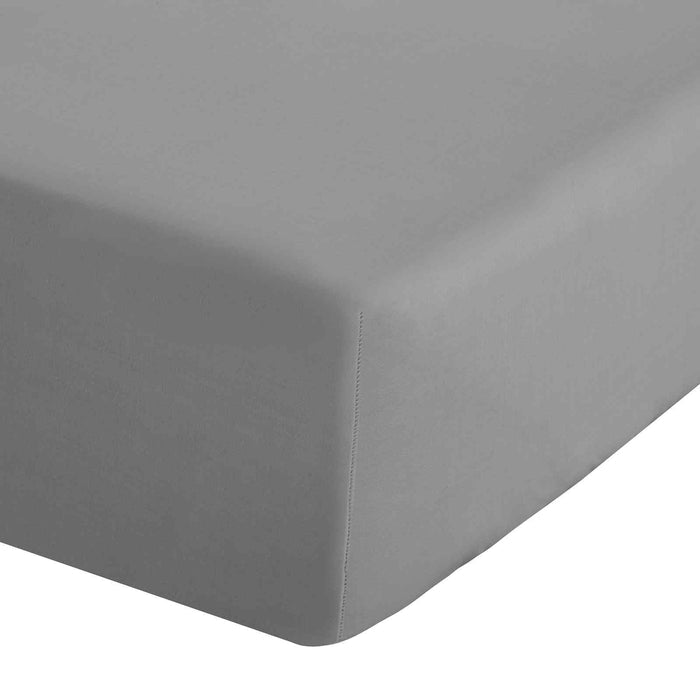 Easy Iron Percale Grey Fitted Sheet