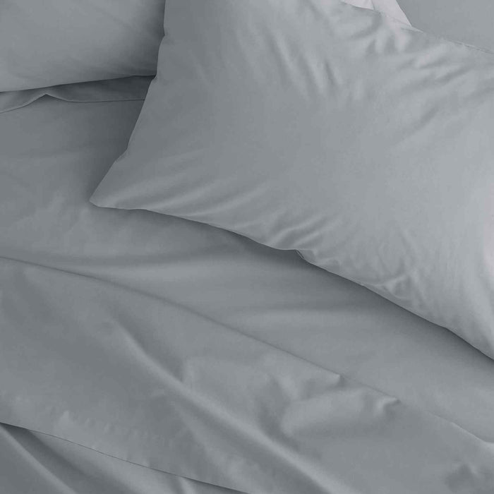 Easy Iron Percale Grey Fitted Sheet