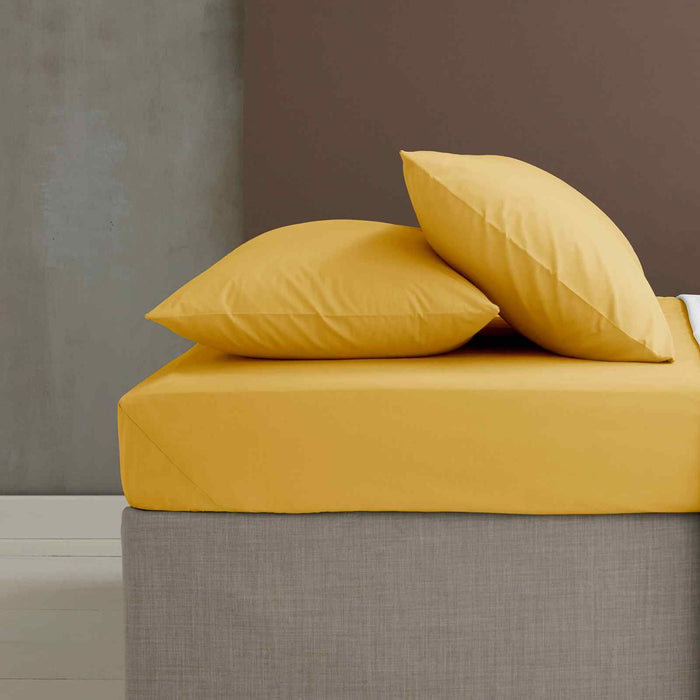 Easy Iron Percale Ochre Fitted Sheet