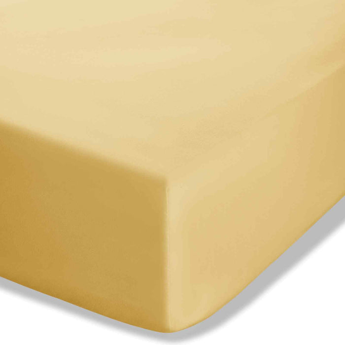 Easy Iron Percale Ochre Fitted Sheet