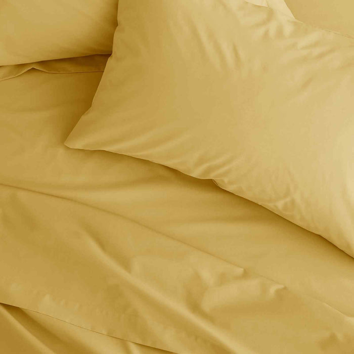 Easy Iron Percale Ochre Fitted Sheet