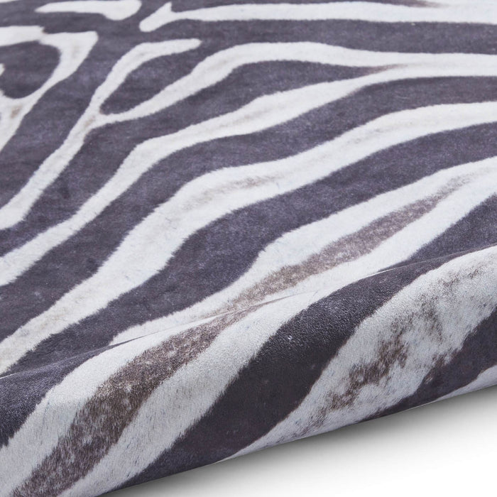 Faux Zebra Print Black/White Shaggy Rug