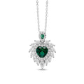 Flaming Heart Necklace in Emerald