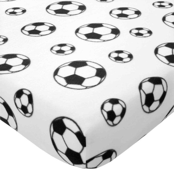 Football Fleece White Fitted Sheet