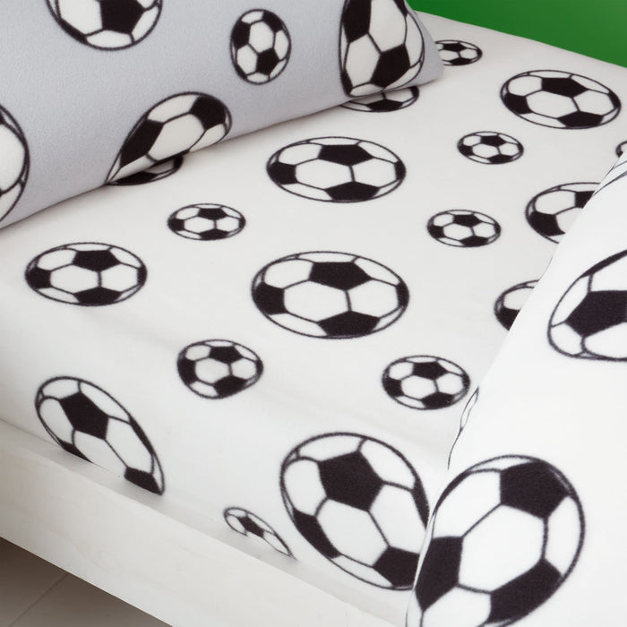 Football Fleece White Fitted Sheet