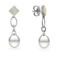 44533 - Sterling Silver - Freshwater and Mother of Pearl Drop Dangle Earrings, 9.5-10mm