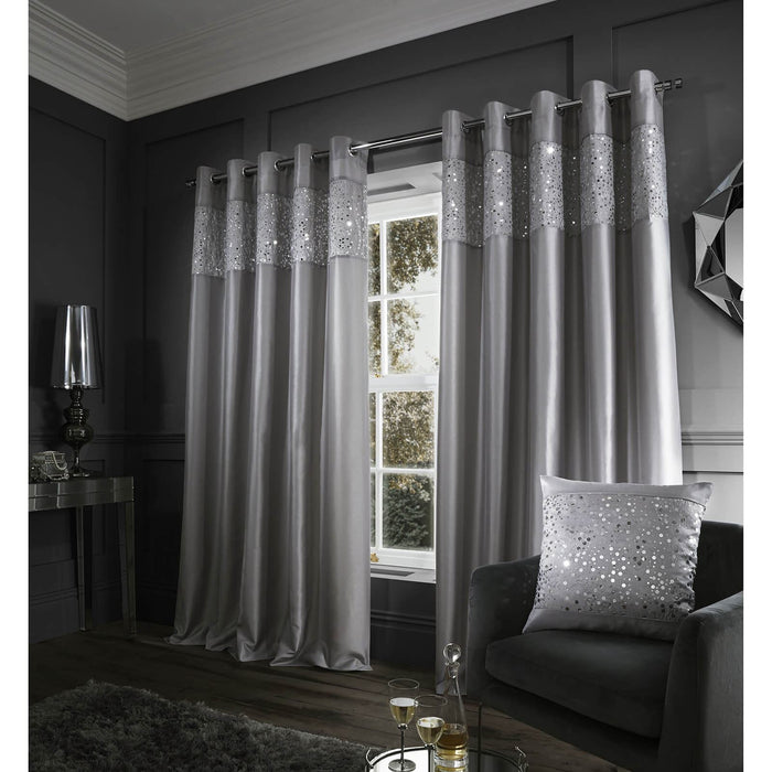Glitzy Grey Eyelet Curtains