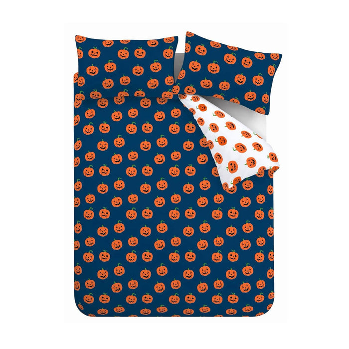 Halloween Pumpkins Navy Duvet Cover Set