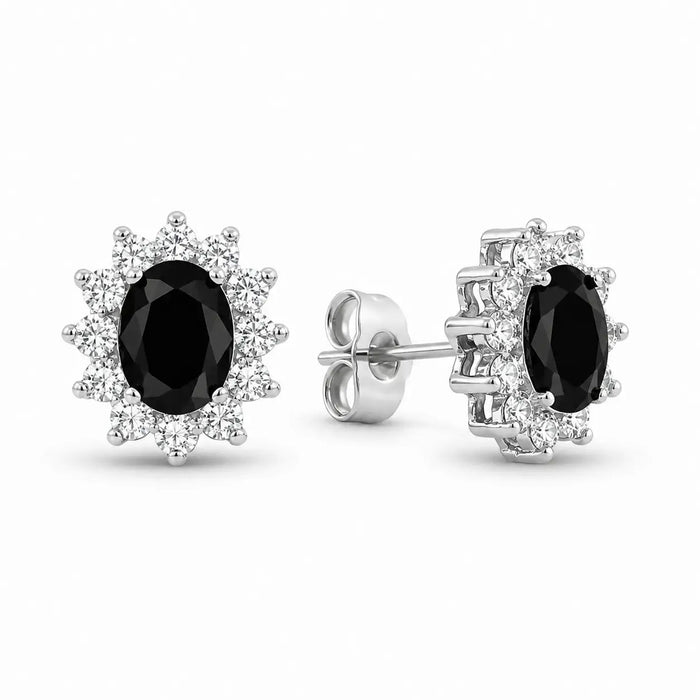 Halo Gem Earrings in Black Diamond by AZ Essentials