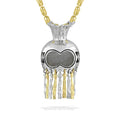 19963 - 14K Yellow Gold and Sterling Silver - Hawaiian Warrior Helmet Pendant