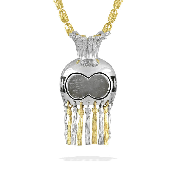 19963 - 14K Yellow Gold and Sterling Silver - Hawaiian Warrior Helmet Pendant