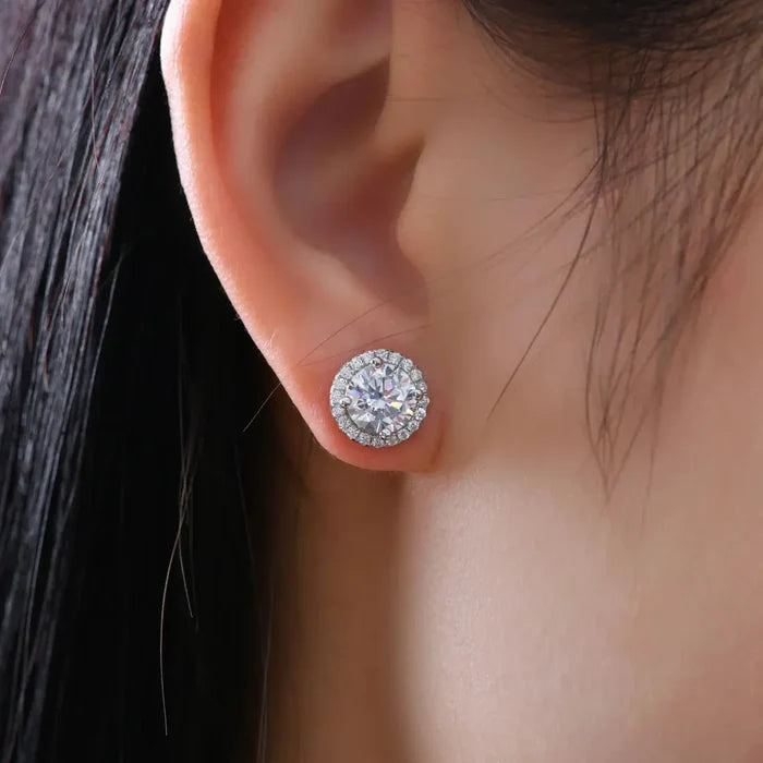 Hello, Halo 2 Carat White Diamond Crystalline Studs