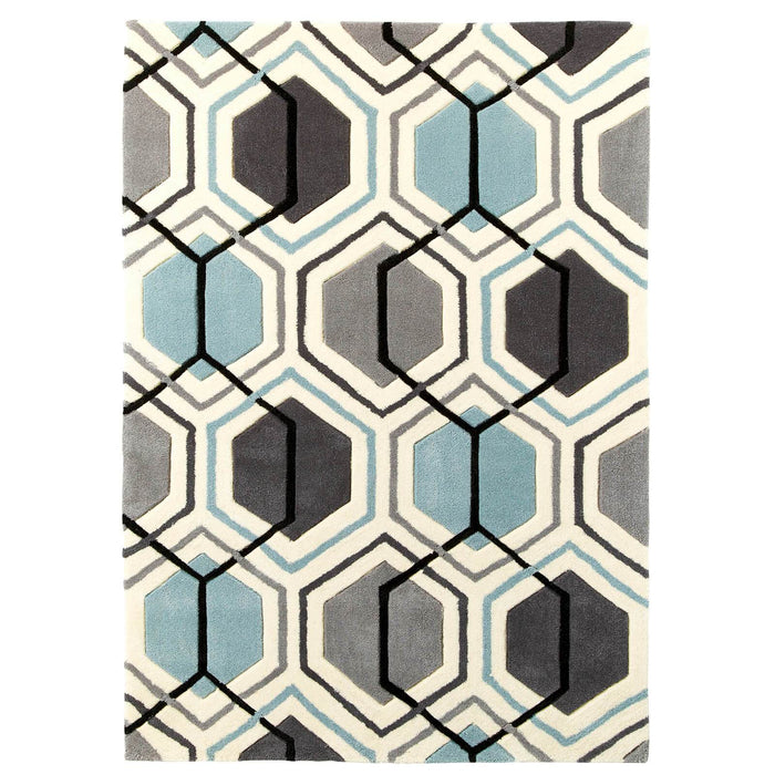 Think Rugs Hong Kong 7526 Grey / Blue Rug